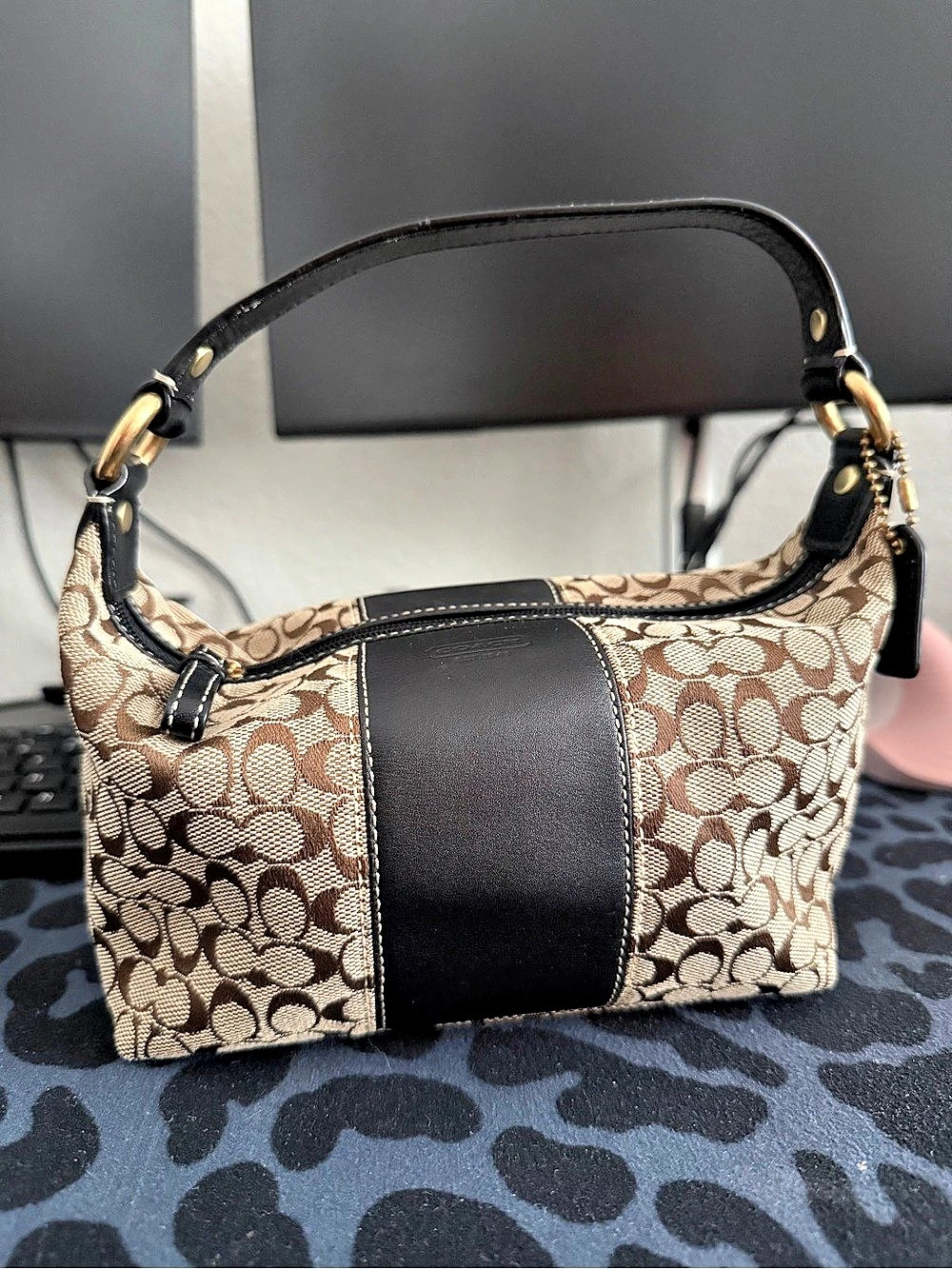 Coach Signature Stripe Mini Handbag